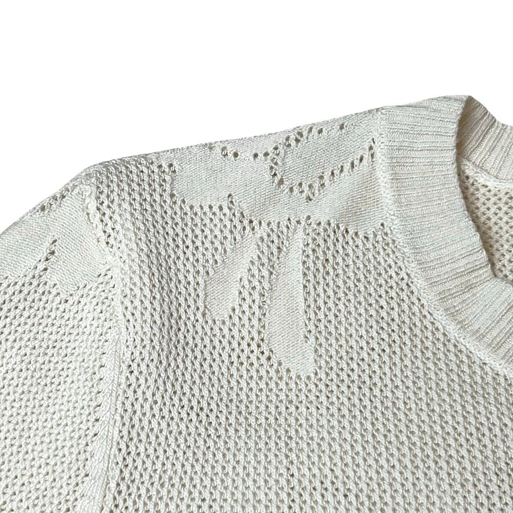 Z Supply Tibi Ivory Mesh Knit Floral Long Sleeve Sweater Top Size Medium - Picture 5 of 9
